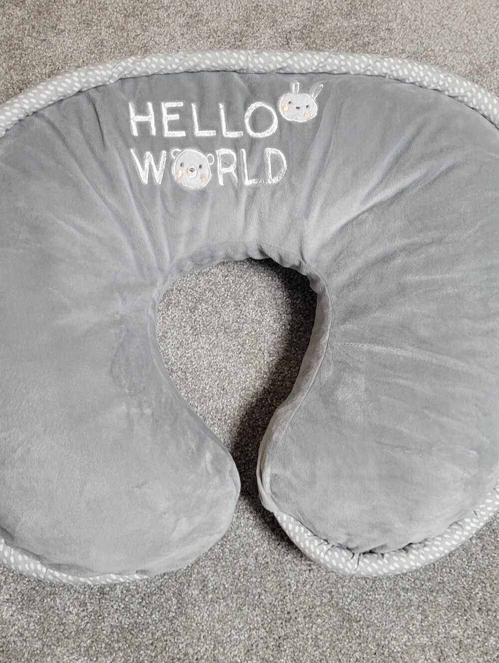 Gray 'Hello World' Boppy Pillow